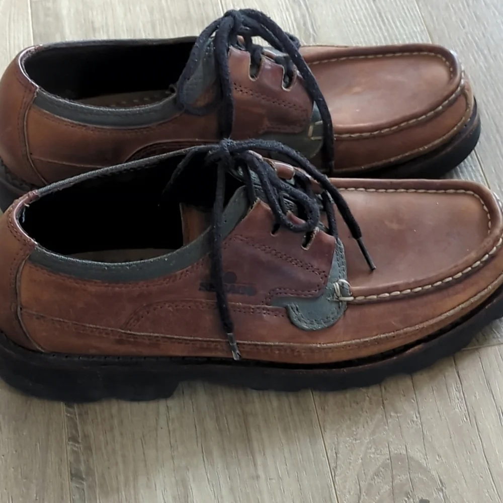 Sebago Mens 9W Brown Leather Shoes Casual Thick Sole